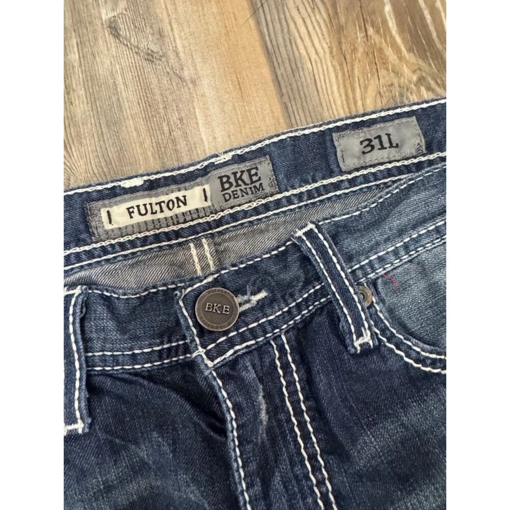 BKE Fulton denim jeans featuring distinctive white contrast stitching